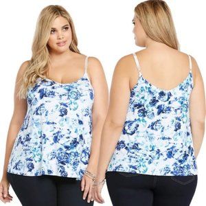Torrid Blue Rose White Tank Top Cami 1